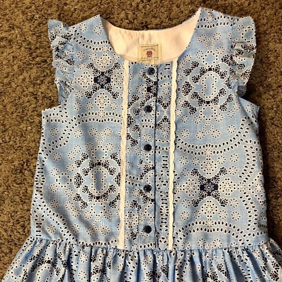 Marmellata Dress Girls 6 Used Blue White - Picture 10 of 11